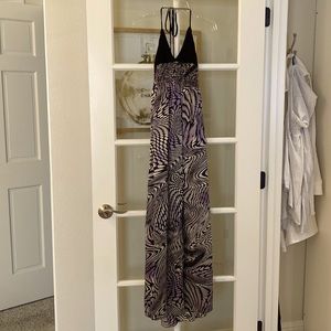 Jaloux Macys silk long maxi dress disco 70s psychedelic sundress S
